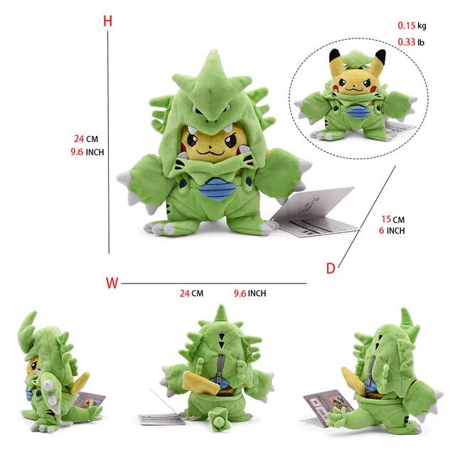 24 Pcs Pokemon Pikachu Cosplay Toys Charizard Snorlax Garchomp Tyranitar Hydreigon Anime Stuffed Plush Cartoon Peluche Dolls