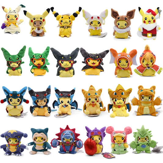 24 Pcs Pokemon Pikachu Cosplay Toys Charizard Snorlax Garchomp Tyranitar Hydreigon Anime Stuffed Plush Cartoon Peluche Dolls