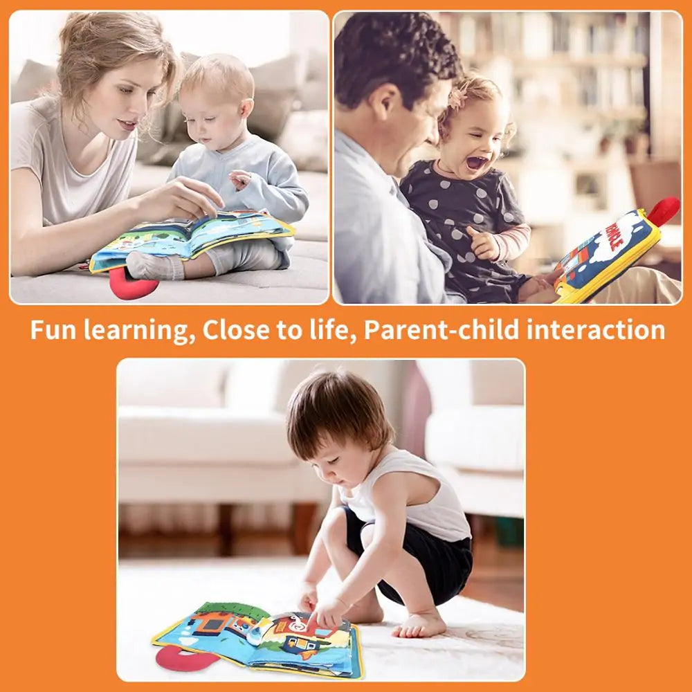 Beiens 3D Soft Cloth Baby Books: Animal and Vehicle Themes, Montessori Educational Toys for Toddler Development