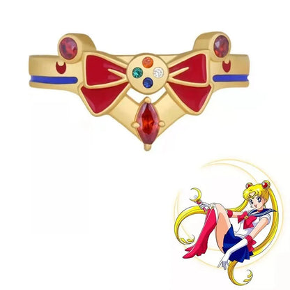 Sailor Tsukino Usagi Moon Red Bow Transformer Ring