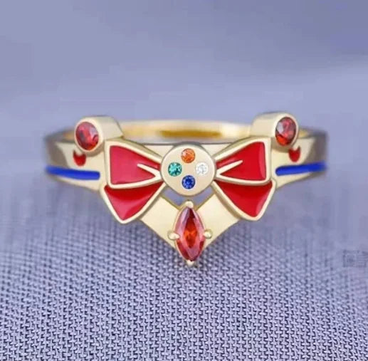 Sailor Tsukino Usagi Moon Red Bow Transformer Ring