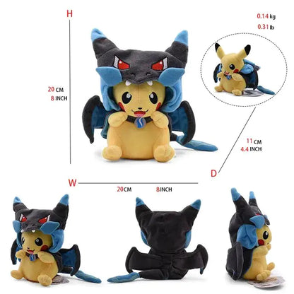 24 Pcs Pokemon Pikachu Cosplay Toys Charizard Snorlax Garchomp Tyranitar Hydreigon Anime Stuffed Plush Cartoon Peluche Dolls