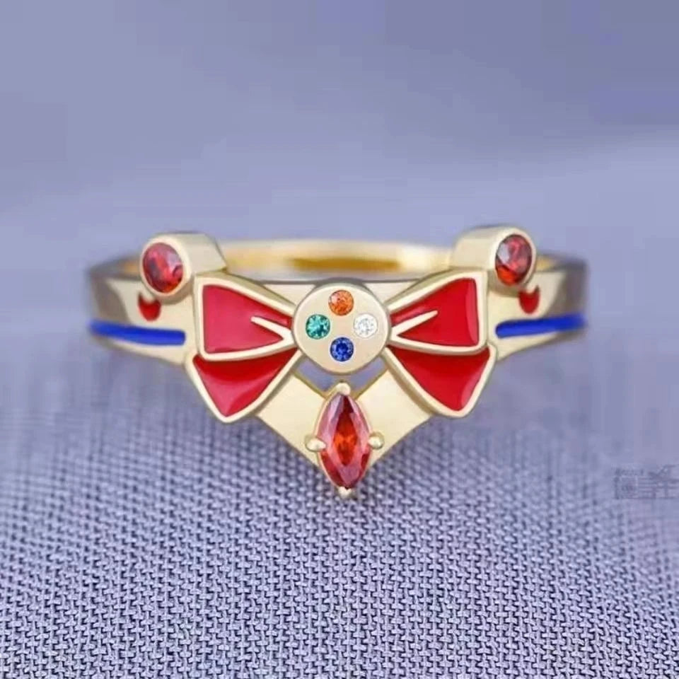 Sailor Tsukino Usagi Moon Red Bow Transformer Ring