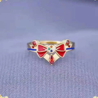 Sailor Tsukino Usagi Moon Red Bow Transformer Ring